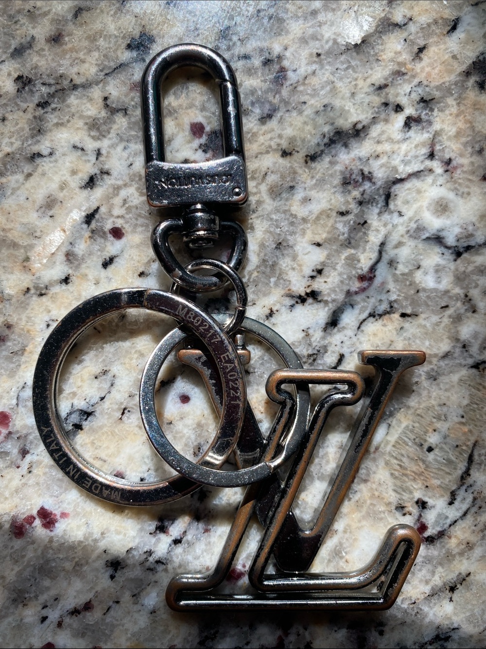 Louis Vuitton Silver-Tone LV Initial Keychain